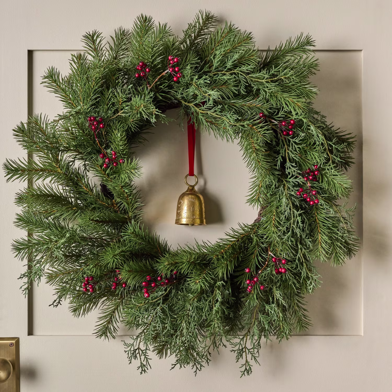 Real Touch Red Berry and Pine Wreath