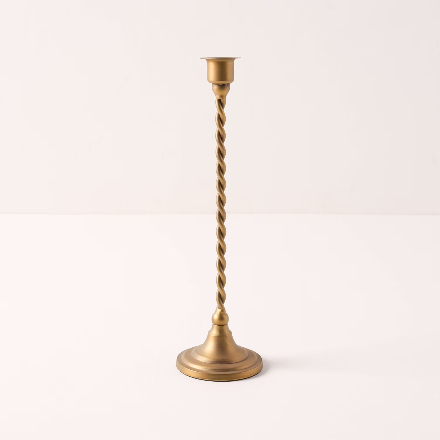 Antique Brass Metal Twisted Tall Taper Holder