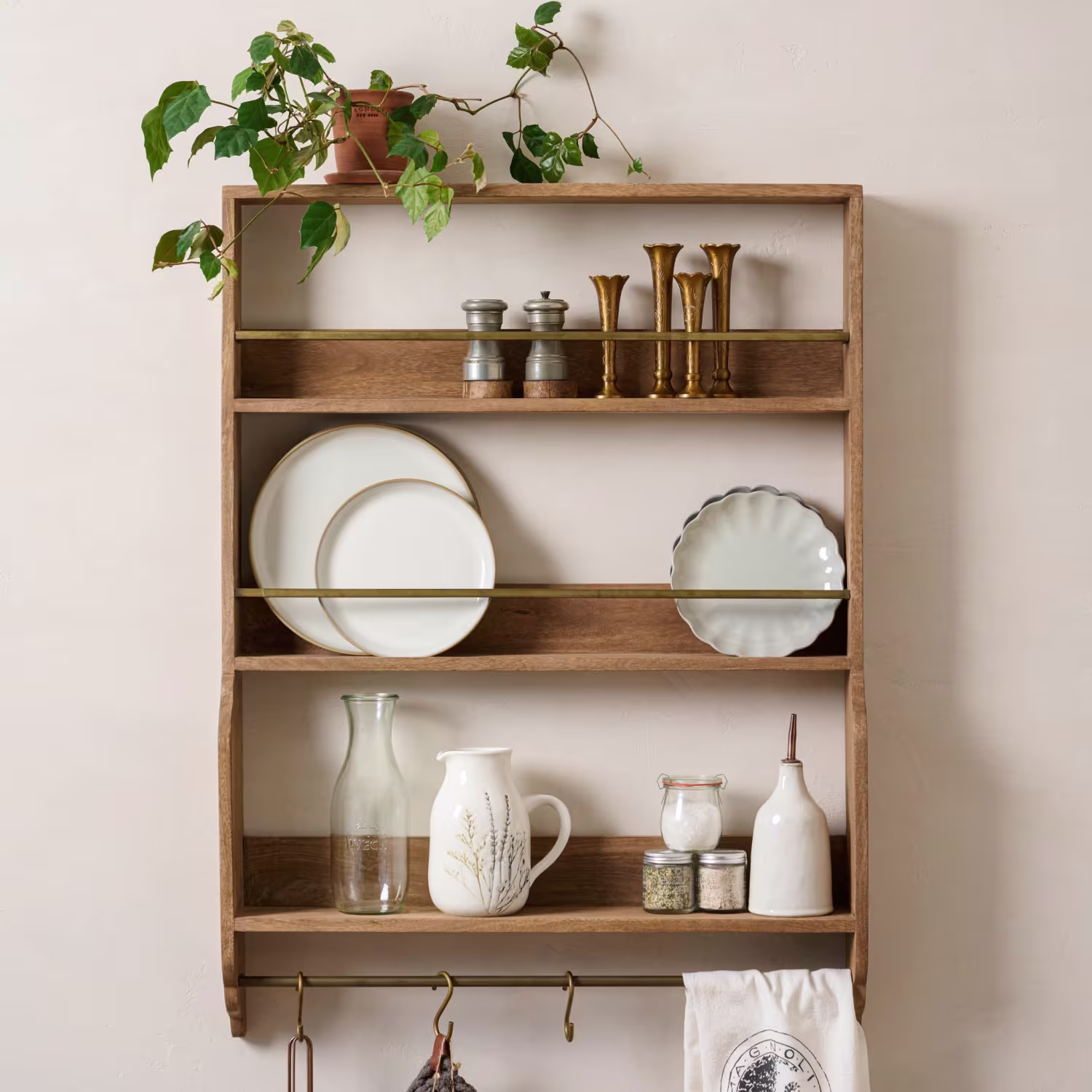 Hannon Wood and Brass Display Shelf