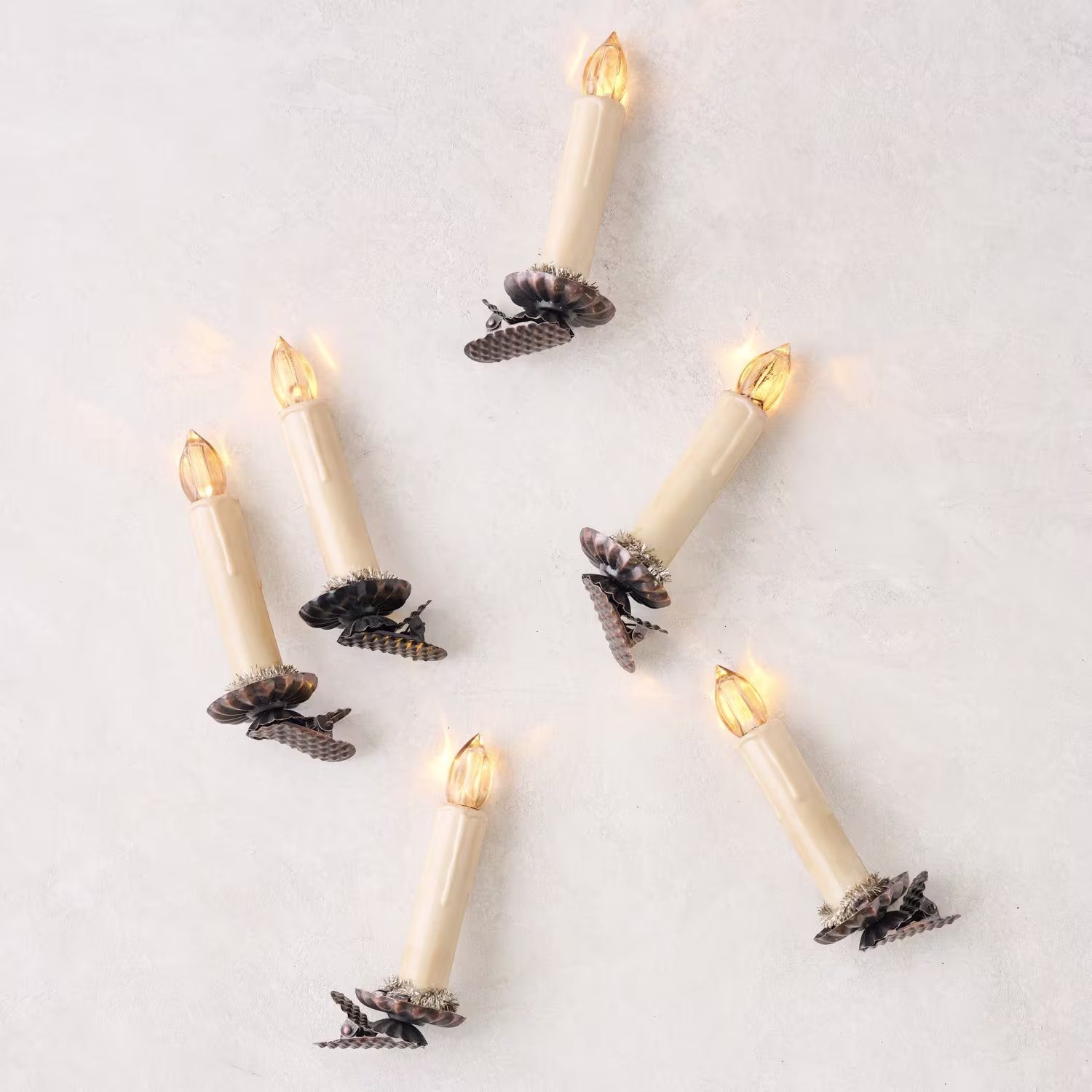 Vintage-Inspired LED Light Candle Clip Ornament, Set of 6