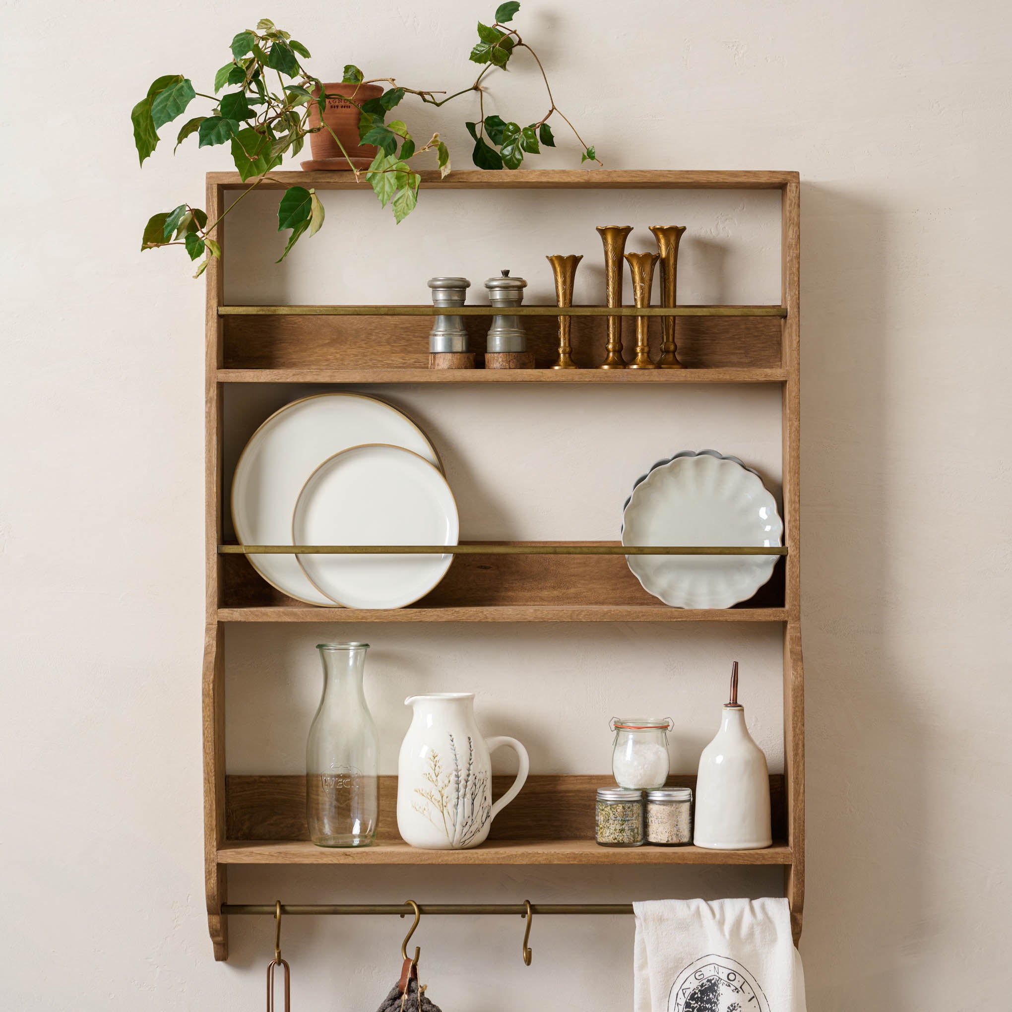 Magnolia Hannon Wood and Brass Display Shelf