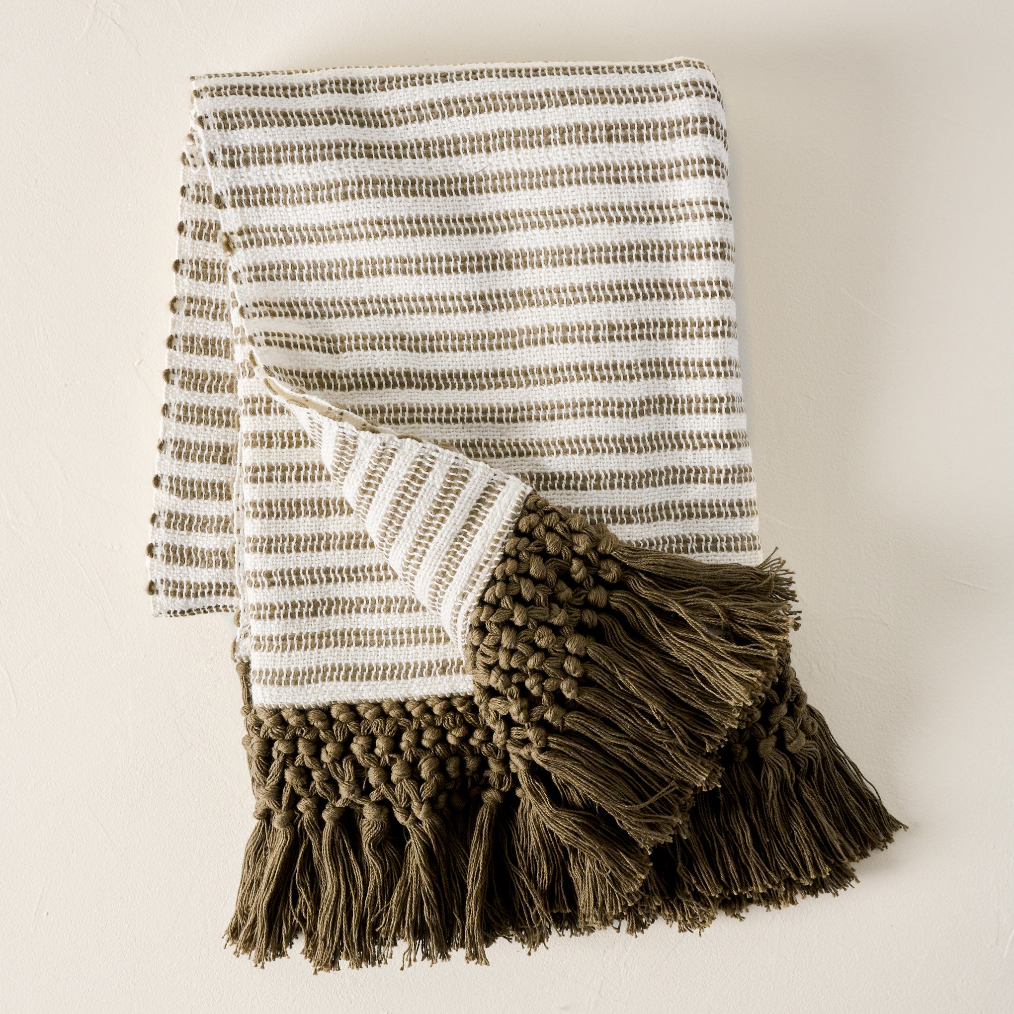 Essential Tassel Throw - Green Striped