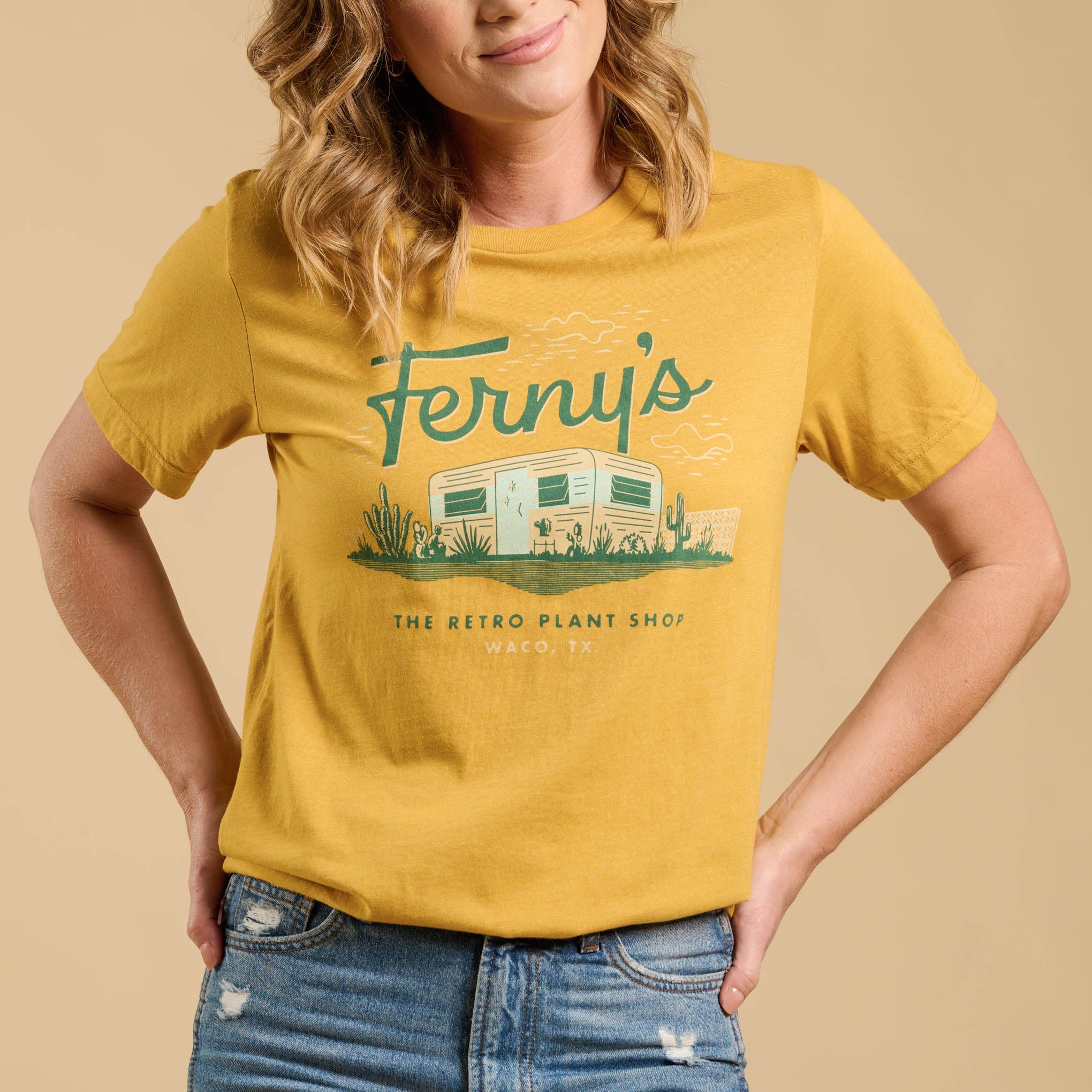 Ferny's Mustard Camper Tee Shirt - Magnolia