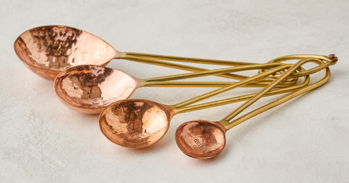 Hammered Copper and Gold Measuring Spoons