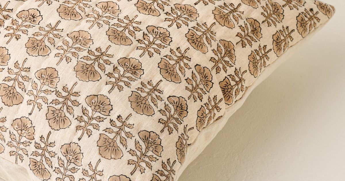 Flora Block Print Pillow Sham - Natural