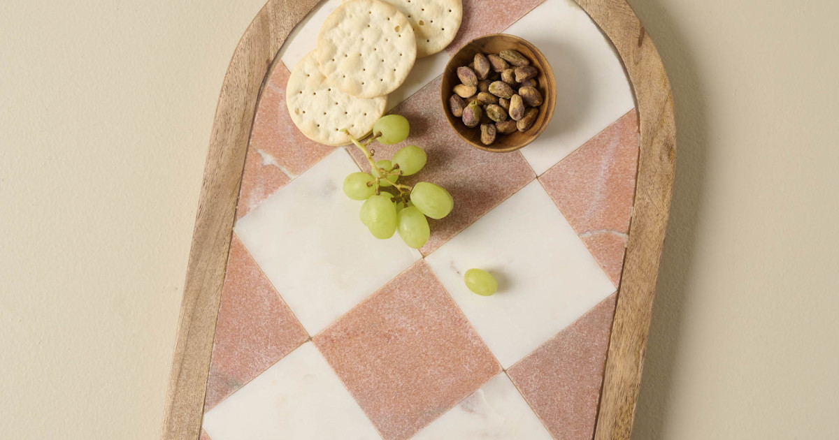 Carmella Checkered Marble Serving Board