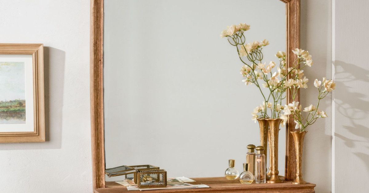 James Mirror with Hooks and Shelf