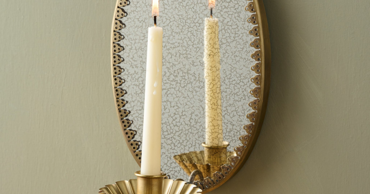 Oval Antique Mirrored Sconce