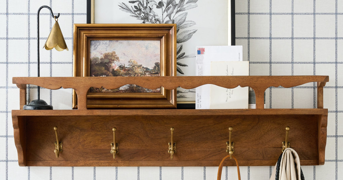 Daphne Wood and Brass Display Shelf