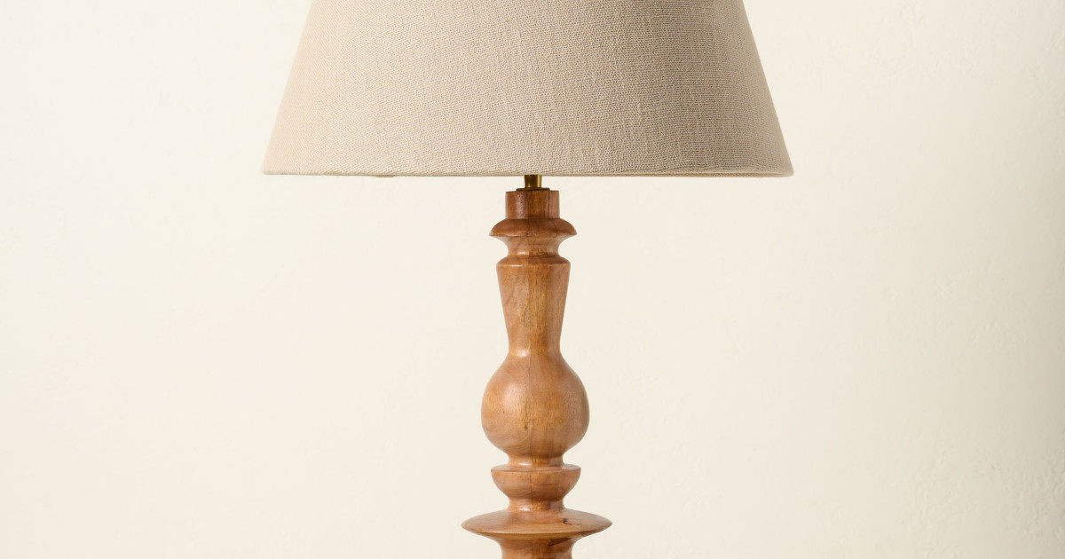 Enzo Turned Wood Table Lamp Magnolia