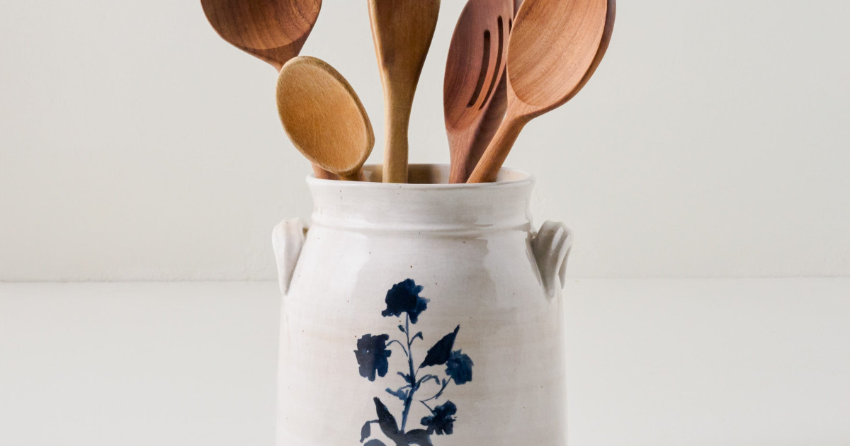 Lila Floral Utensil Crock