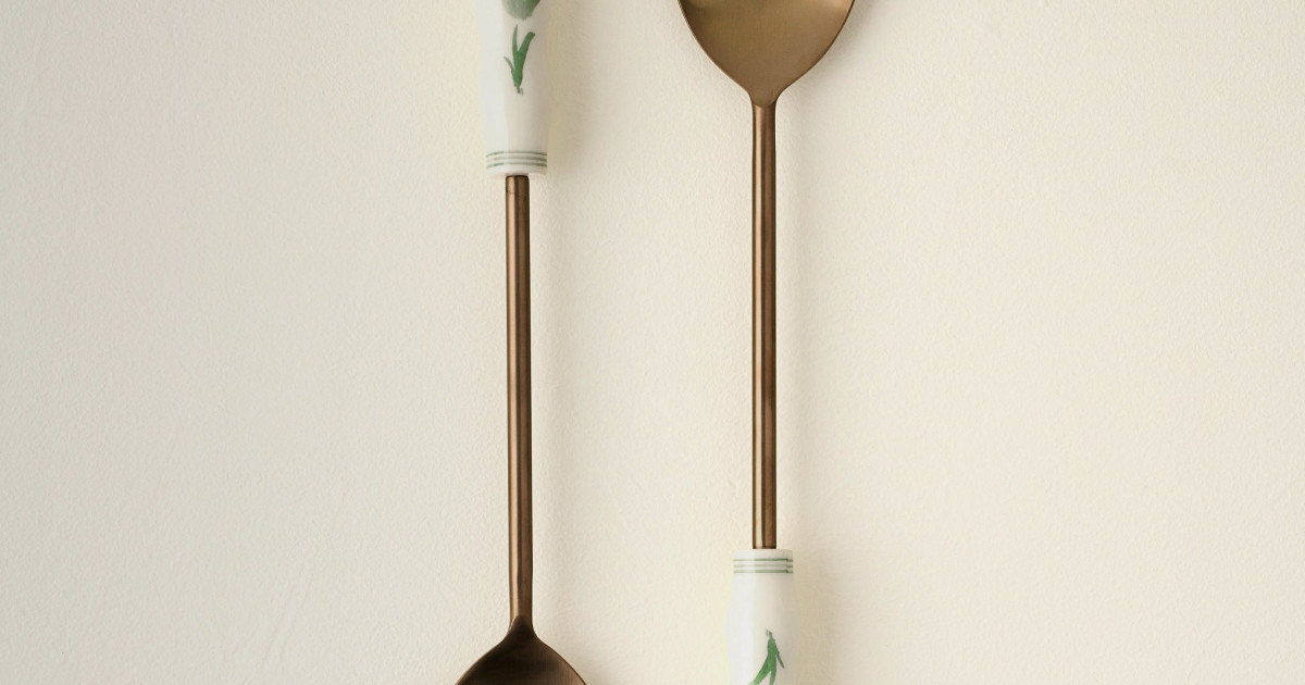 Copper Floral Serving Utensil Set