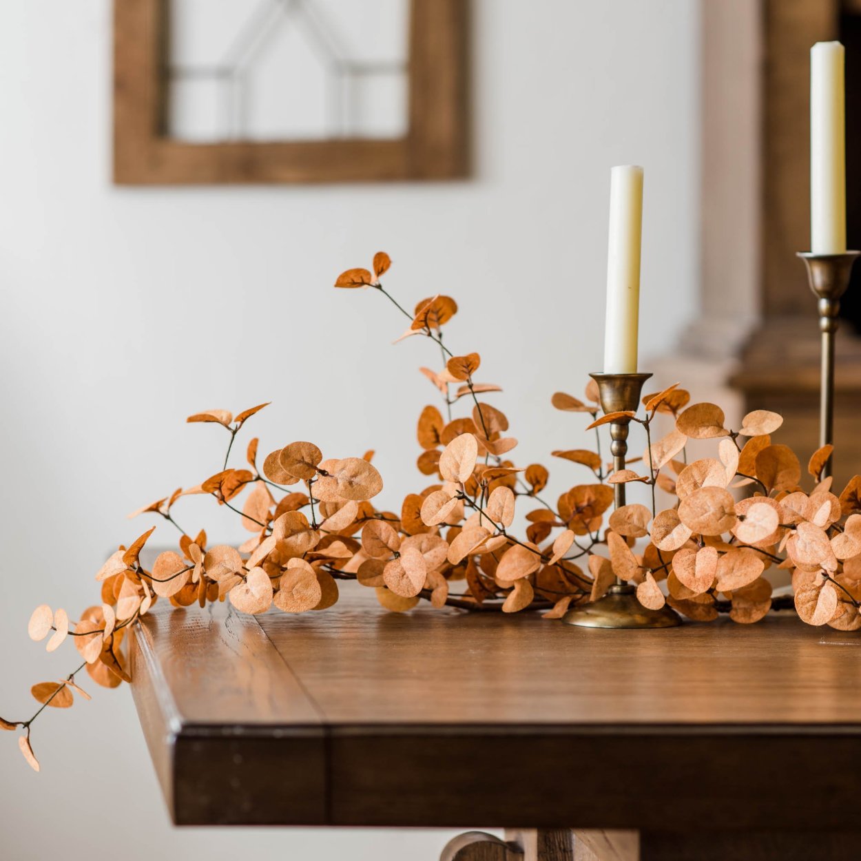 faux light sienna eucalyptus garland