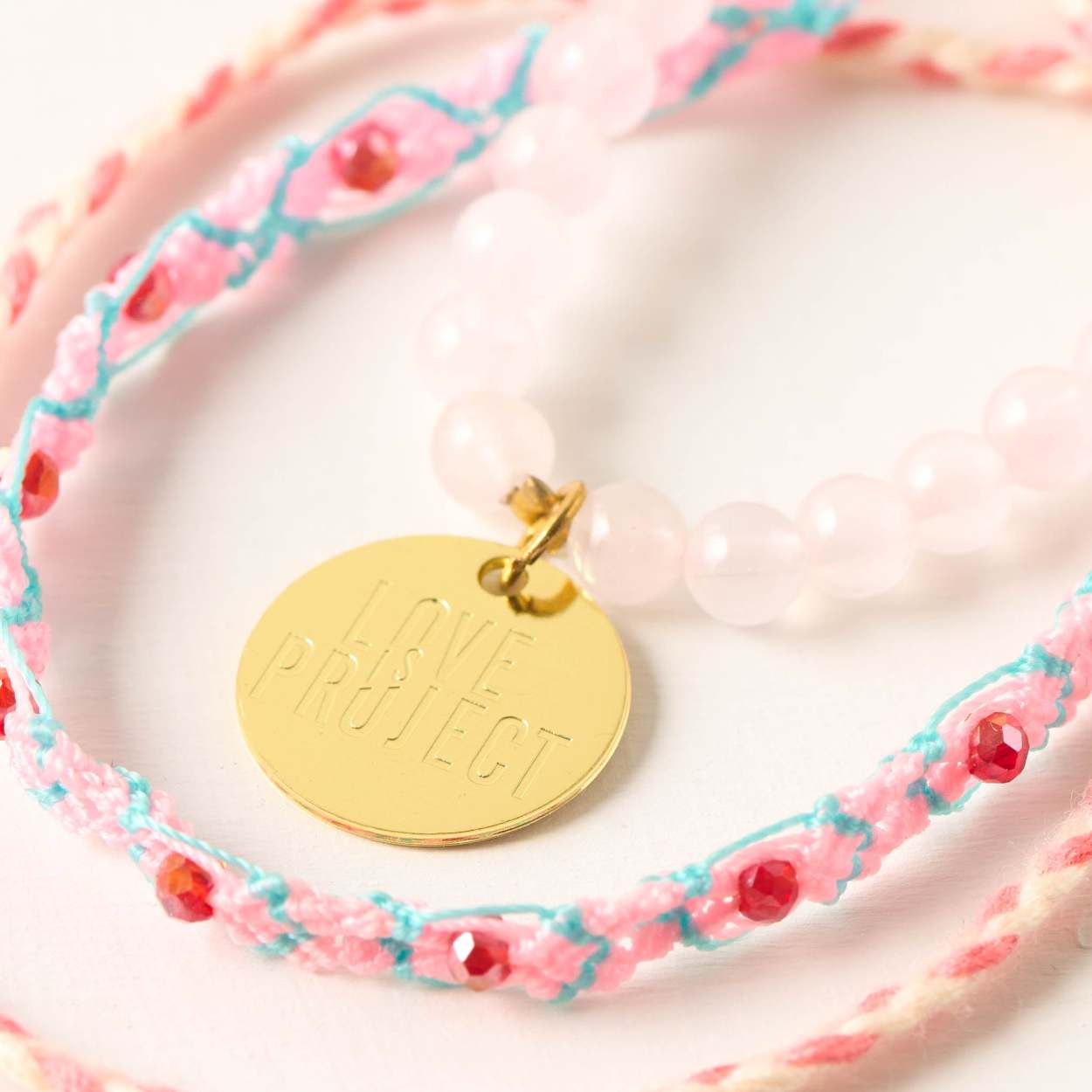 Pink Agate Bracelet Set
