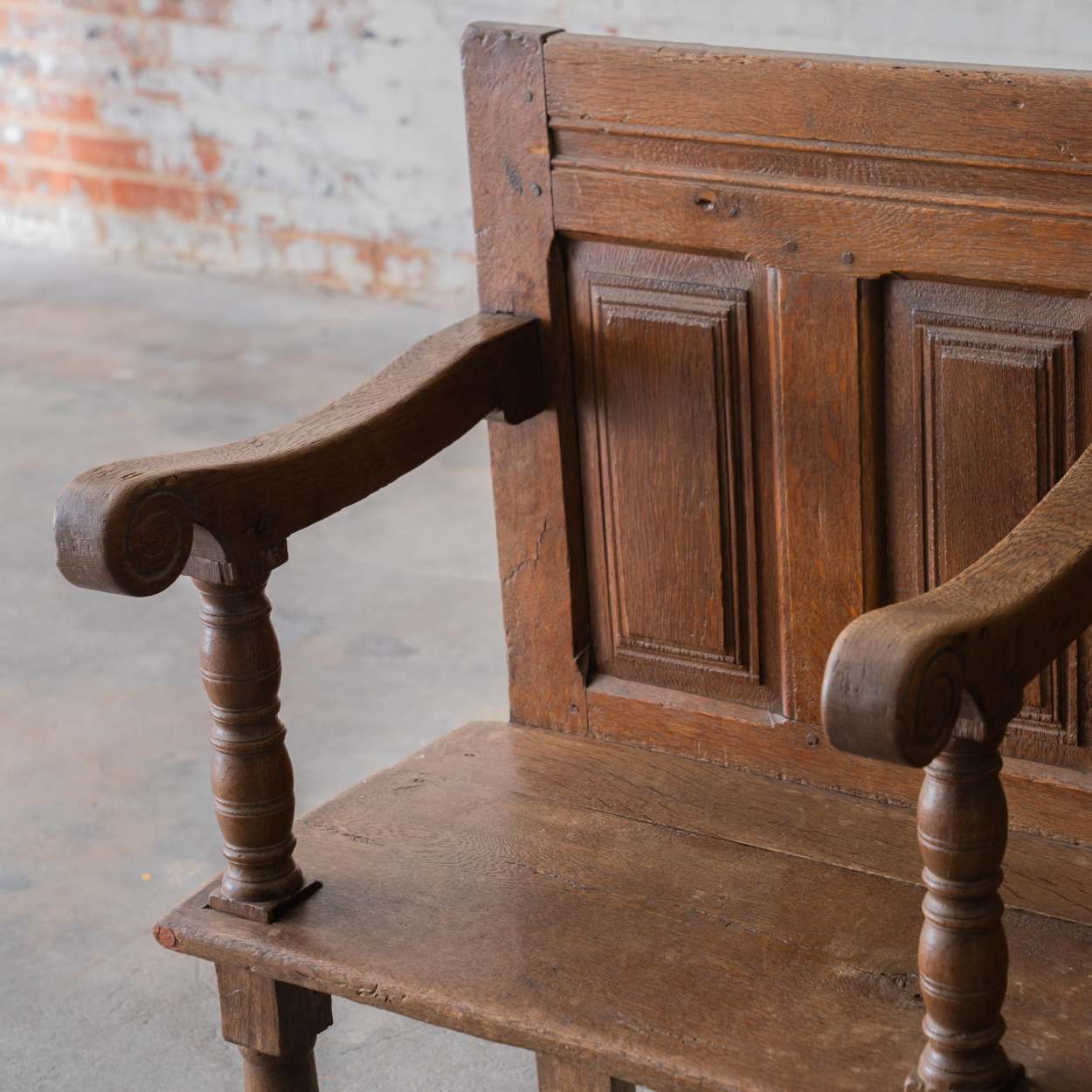 Antique English Four Seater Church Bench Magnolia