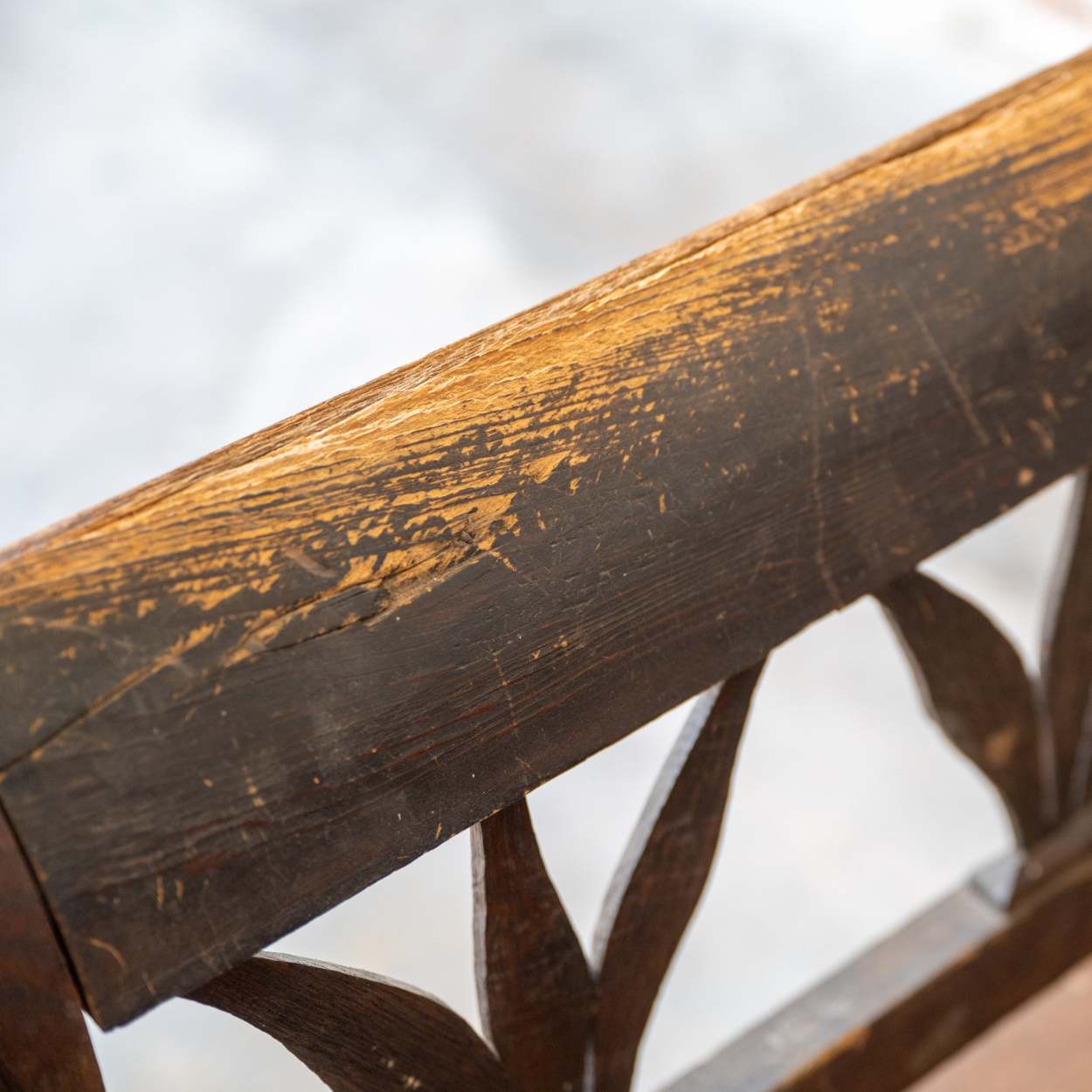 Wooden top farm bench