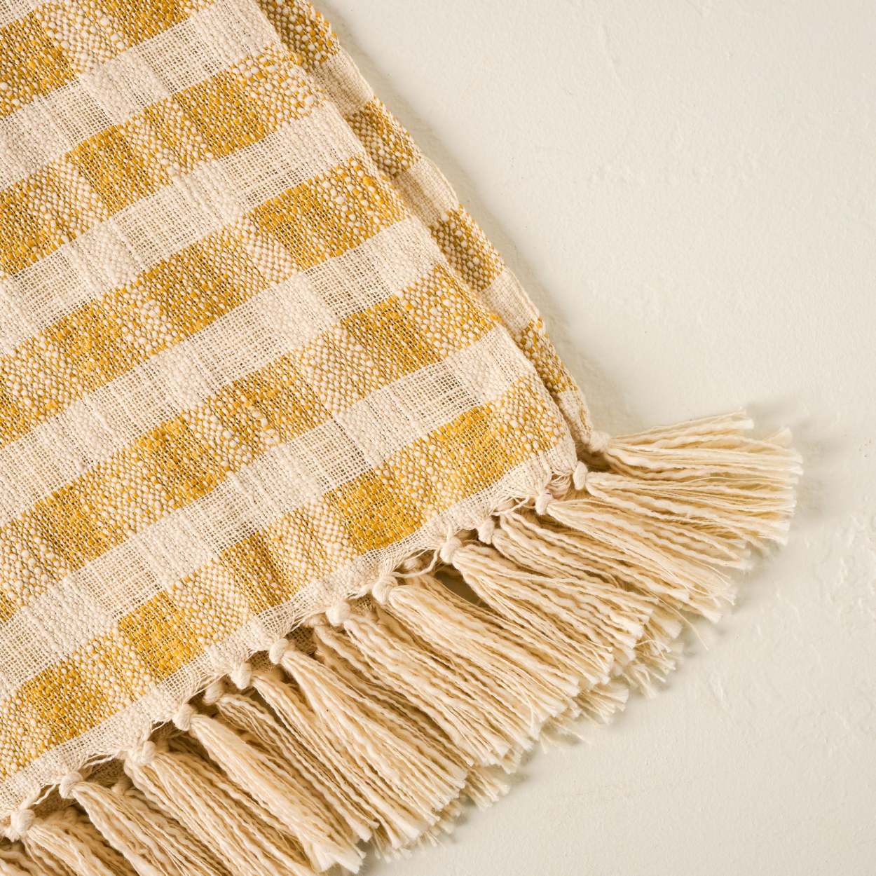 Yellow Gingham Tassel Blanket Magnolia