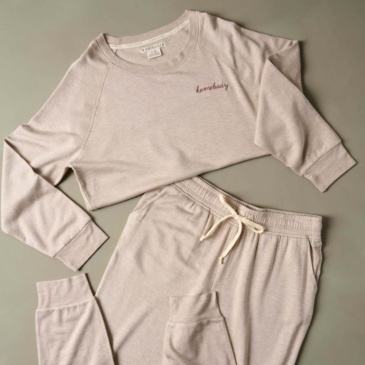 Homebody Almond Heather Crewneck Loungewear Set Magnolia