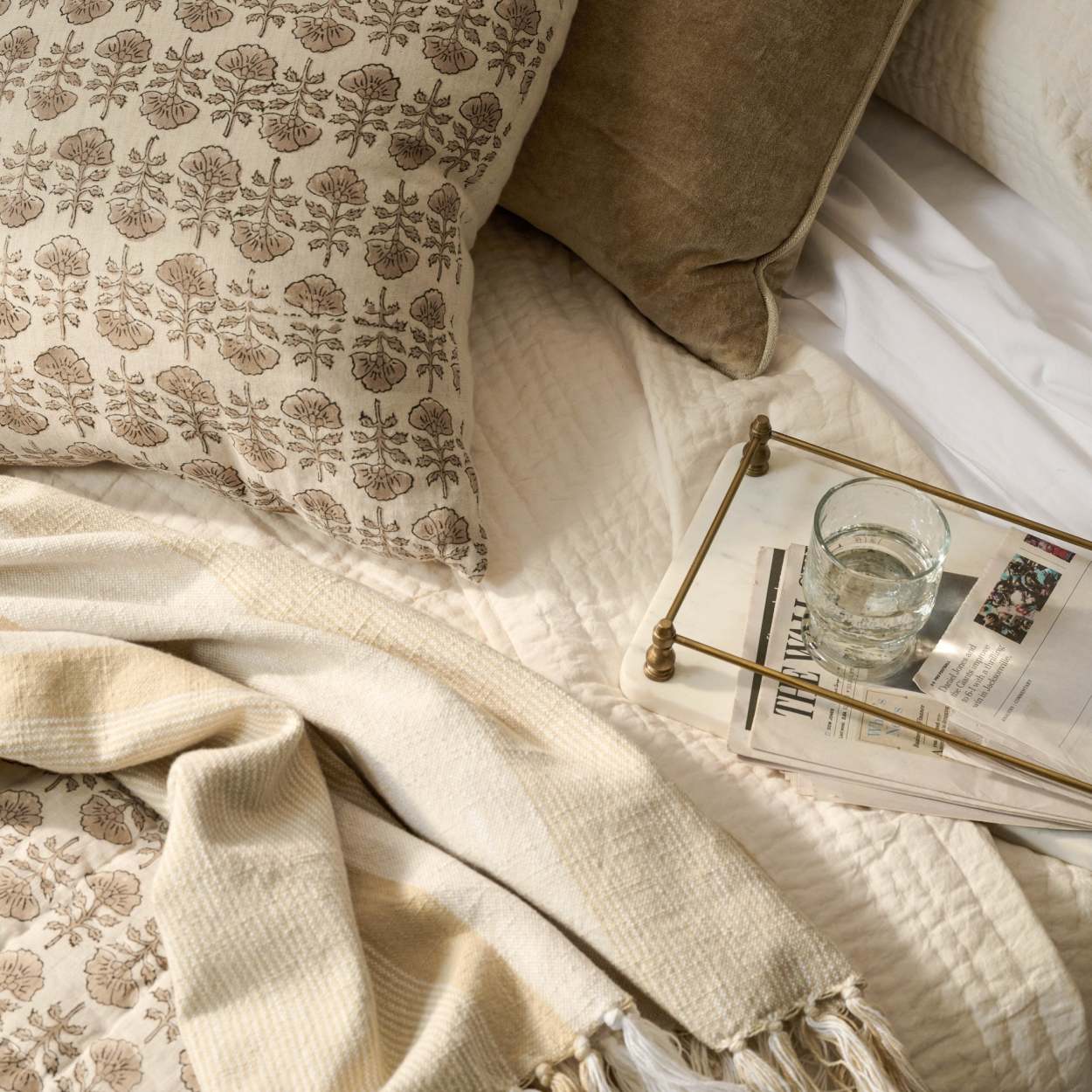 Flora Natural Printed Pillow Magnolia