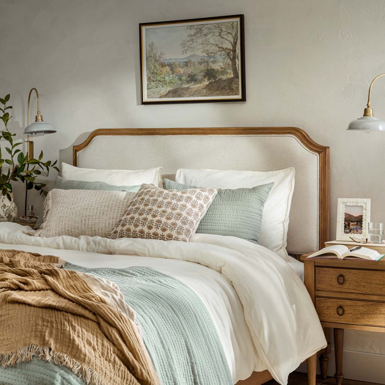 Flora Natural Printed Pillow Magnolia