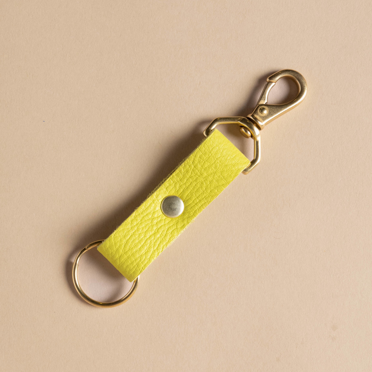 Milloo Leather Handwoven Keyring with Clip - Mustard Yellow Green