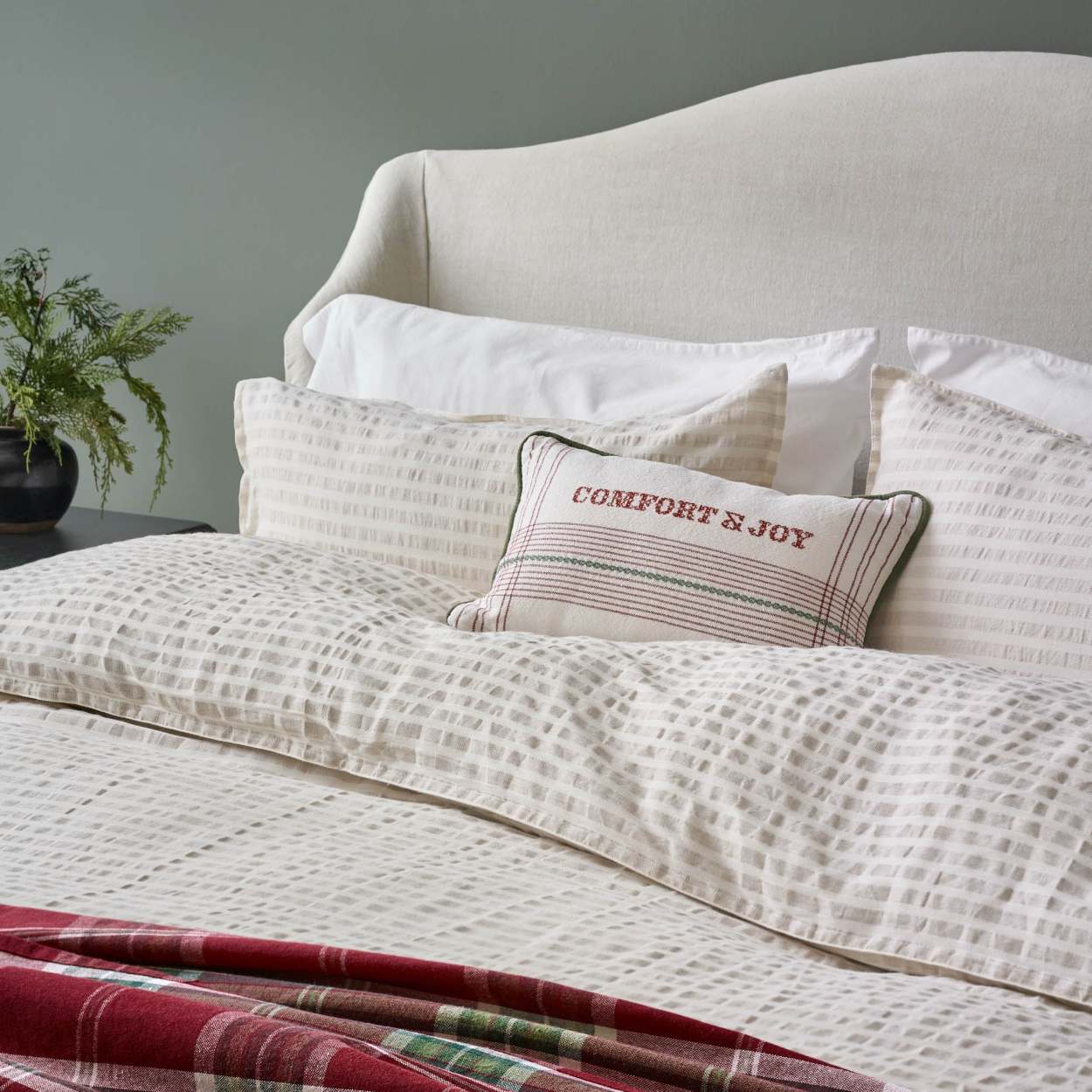 Antique White Oatmeal Stripe Linen Cotton Duvet Magnolia