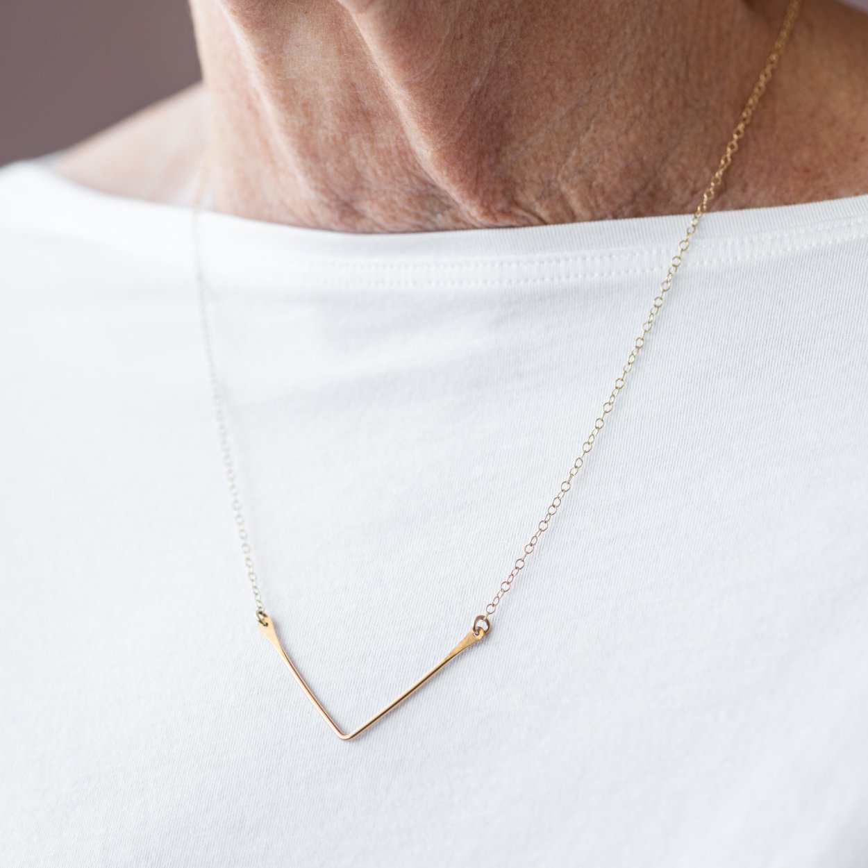 V Necklaces for Women Small Chevron Necklace 14k Gold Fill 