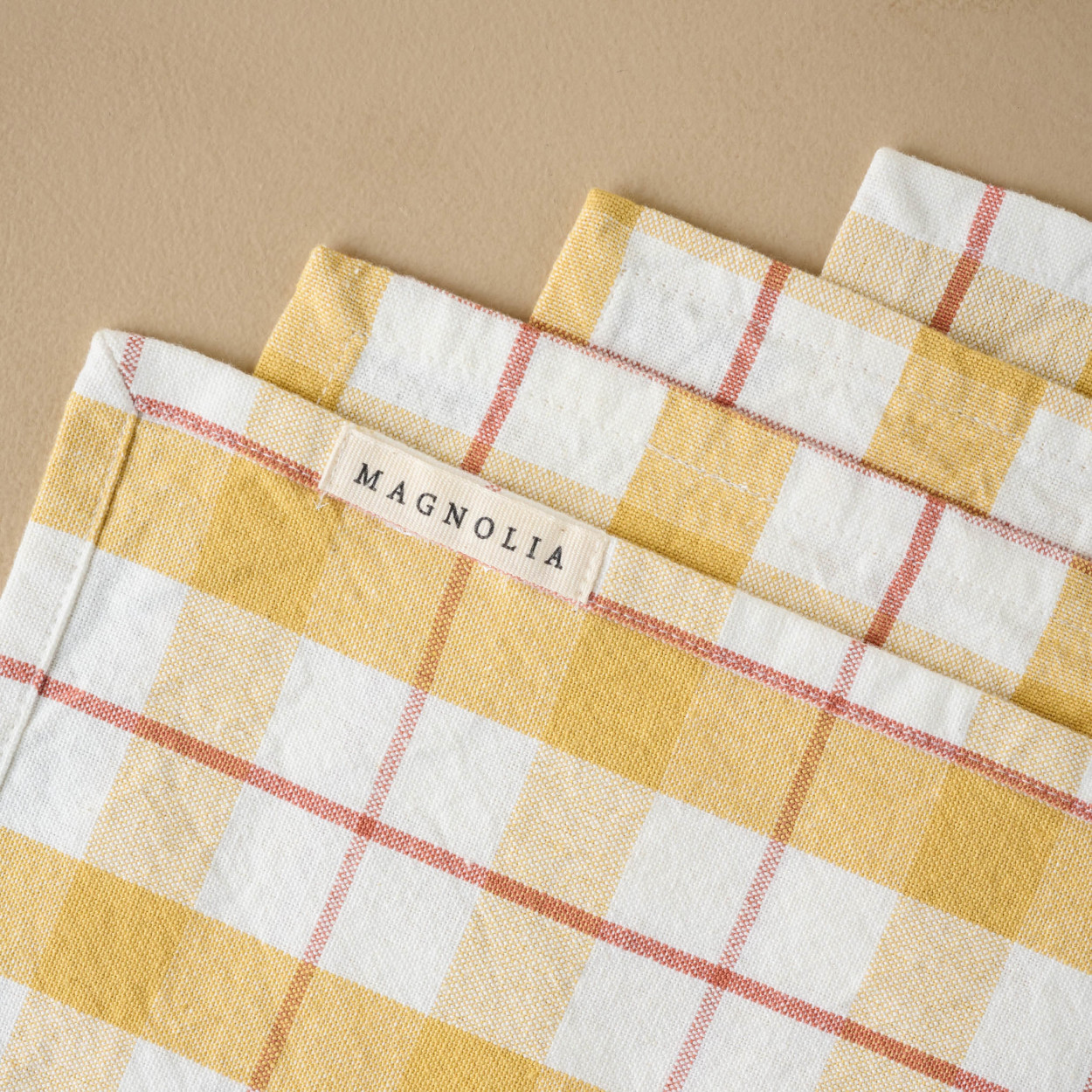 Set of 4 Vintage Linen Blend Cloth Napkins Embroidered w/ Wheat red yellow  - Nancy's Daily Dish