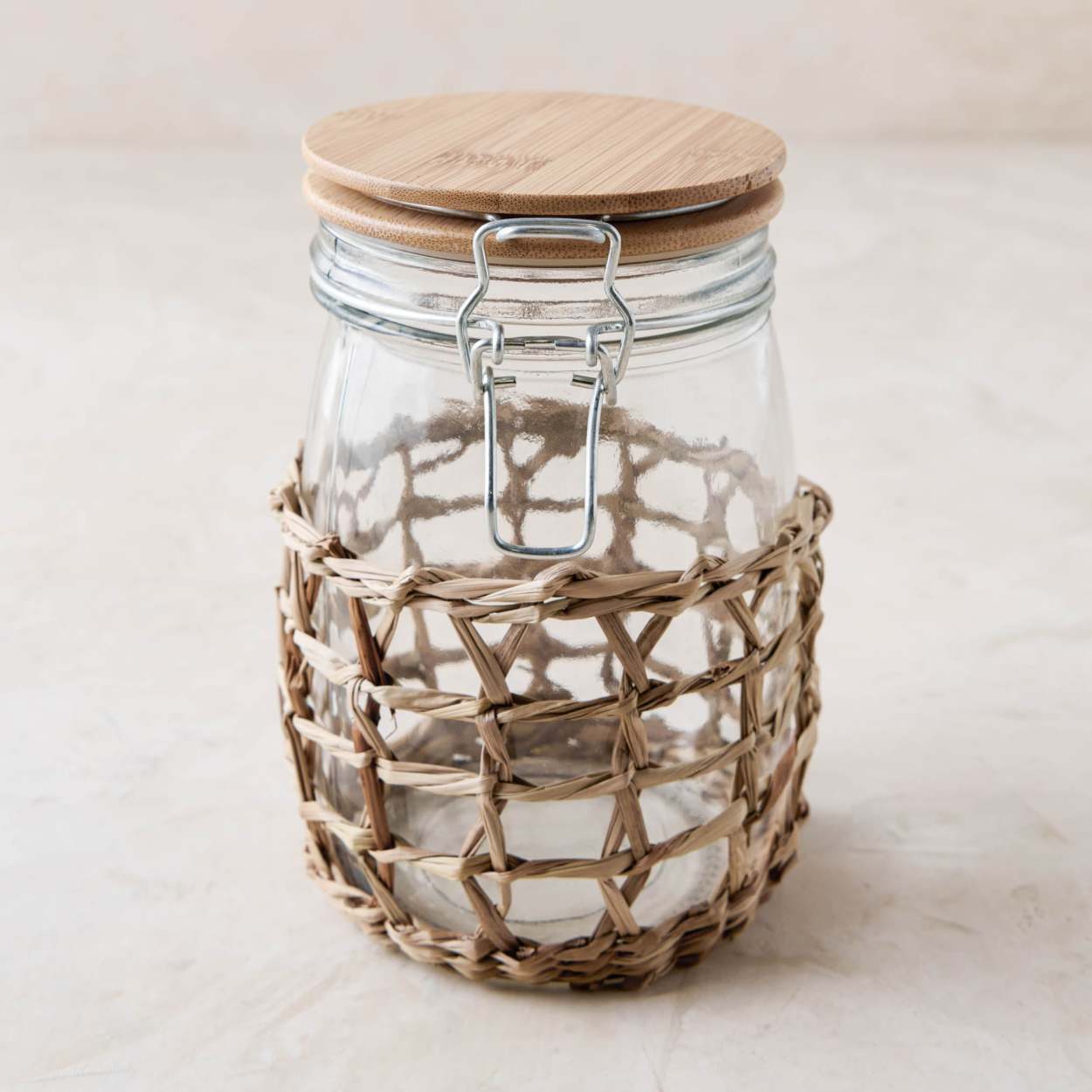 Woven Glass Storage Jar - Magnolia
