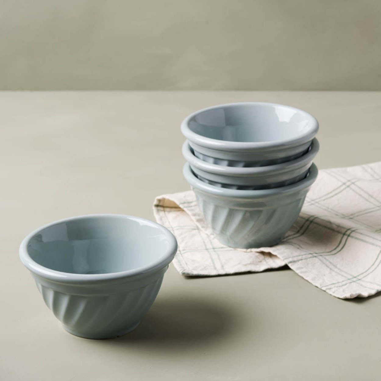 Heritage Blue Stripe Stoneware Mixing Bowls (Set of 4)