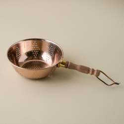 Copper Colander with Walnut Handle