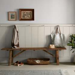 medium grey with tan interior paint named gatherings shown painted on entryway wall