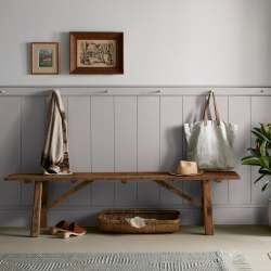 Lavender gray interior paint named vintage collection shown painted on entryway wall