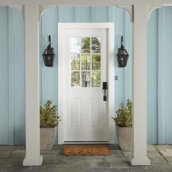 A muted blue exterior paint