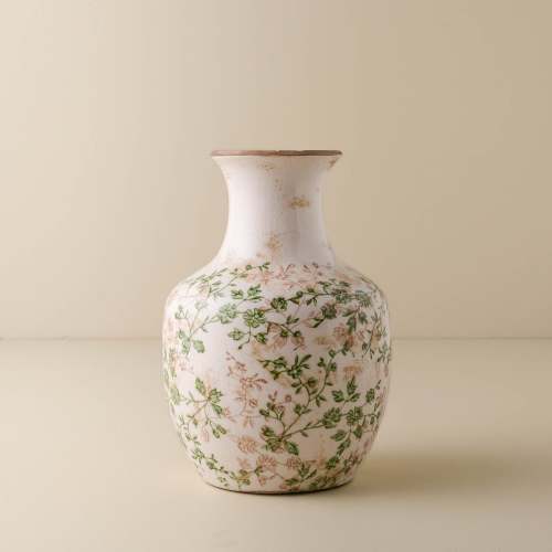 Distressed Travertine Bud Vase - Large