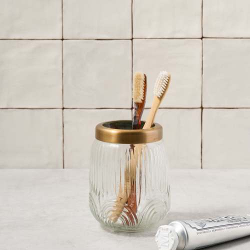 Antique Brass and Glass Canister - Magnolia