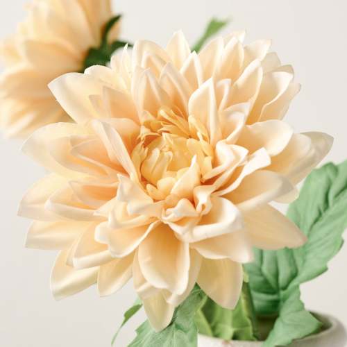 Yellow Real Touch Dahlia Bloom Stem  up close $8.00