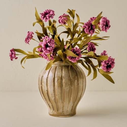 Callum Ribbed Vase + Purple Wildflower Bush Pairing On sale for $51.20, discounted from $64.00