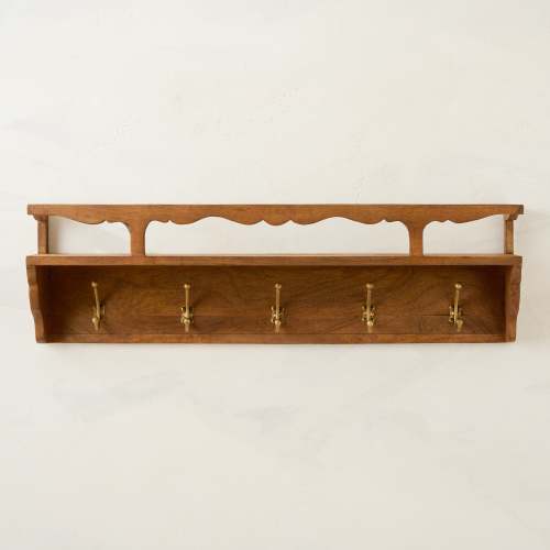 Grant Wood and Brass Hook Rack - Magnolia