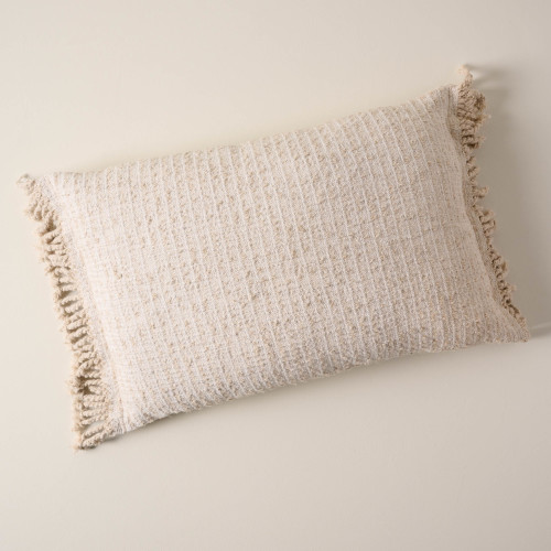 Oversized Oblong Woven Knotted Fringe Decorative Throw Pillow Natural -  Threshold™