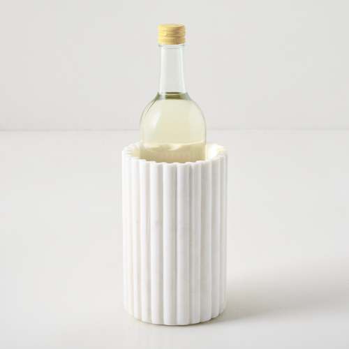 Fluted Marble Crock shown with bottle On sale for $29.99, discounted from $48.00