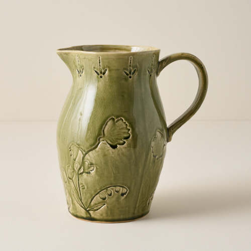 Floral Glazed Ceramic Pitcher Vase On sale for $38.40, discounted from $48.00
