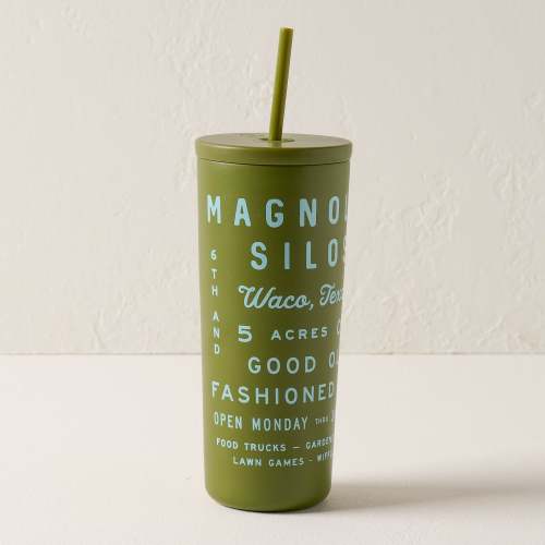 Magnolia Roadtrip 24oz Olive Cold Tumbler with Straw On sale for $29.99, discounted from $36.00