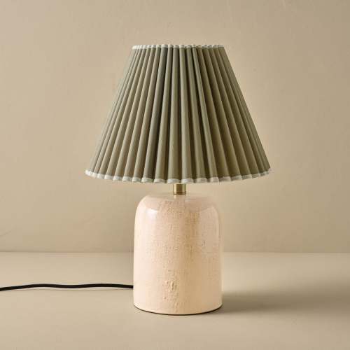 Farrah Table Lamp - Textured Cream with Olive Pleat shad $168.00