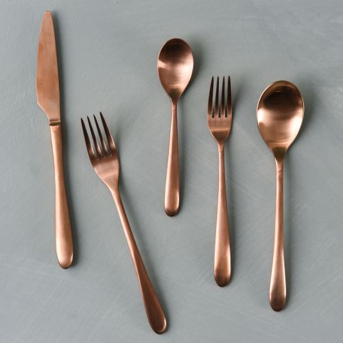 magnolia alba rose gold flatware set On sale for $39.99, discounted from $54.00