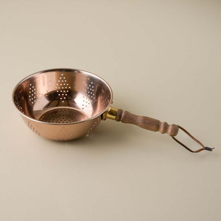 Copper Colander with Walnut Handle