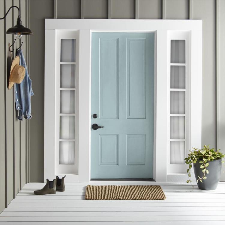 A muted blue exterior paint